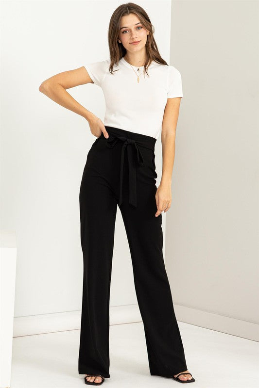 Hyfve High-Waisted Tie-Front Flared Pants