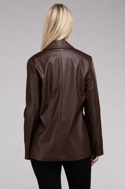 Ambiance Apparel Faux Leather Blazer