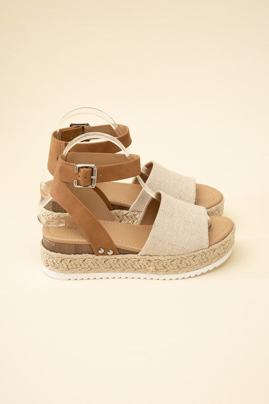 SODA Topic Espadrille Ankle Strap Platform Sandals