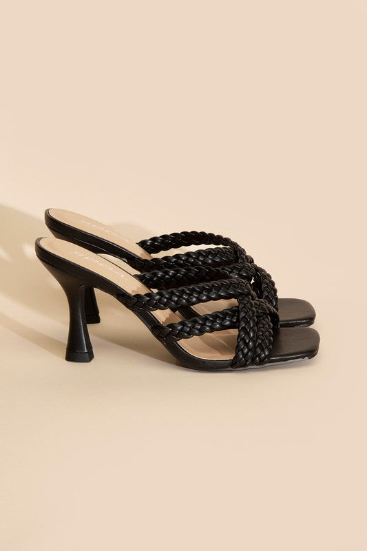 SODA Kellan Double Cross Braided Strappy Heels