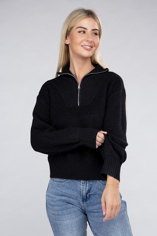 Ambiance Apparel Easy-Wear Half-Zip Pullover Sweater