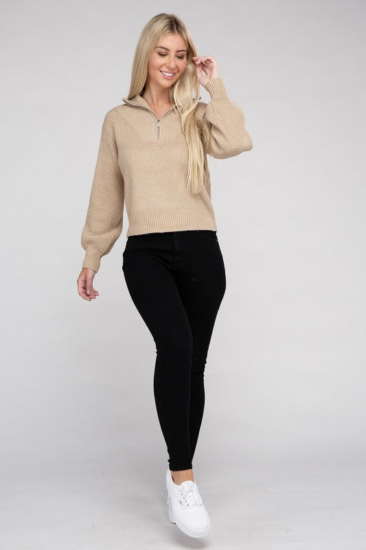 Ambiance Apparel Easy-Wear Half-Zip Pullover Sweater