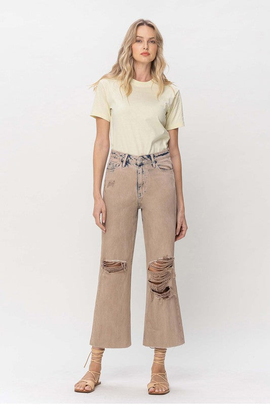 Vervet by Flying Monkey 90's Vintage Crop Flare Jeans, Burnt Denim