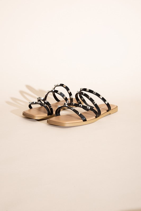 Strappy Stud Flat Slide Sandals