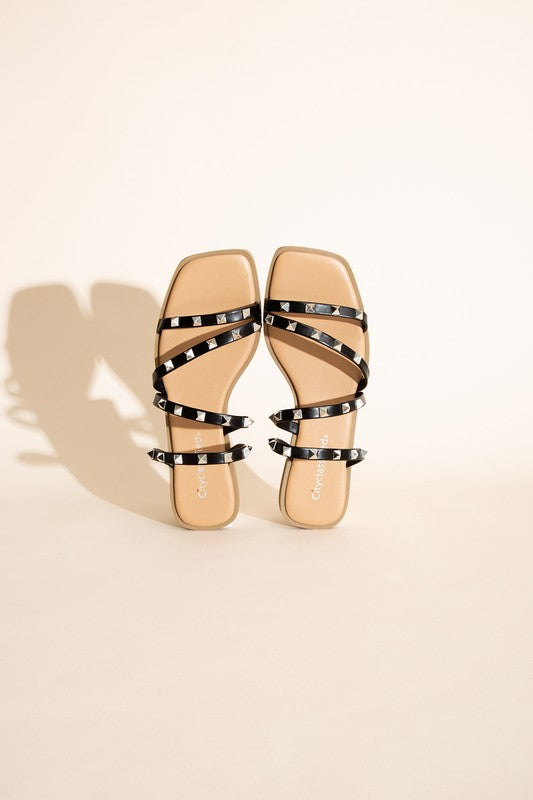 Strappy Stud Flat Slide Sandals