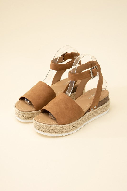 SODA Topic Espadrille Ankle Strap Platform Sandals