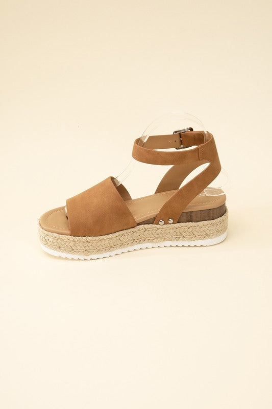 SODA Topic Espadrille Ankle Strap Platform Sandals