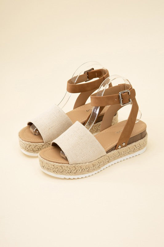 SODA Topic Espadrille Ankle Strap Platform Sandals