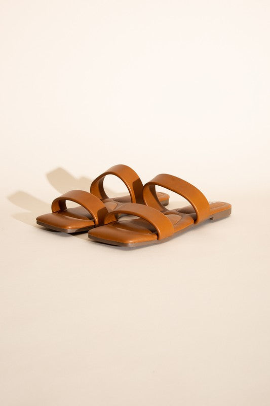 SODA Ramsey Double Strap Flat Slide Sandals