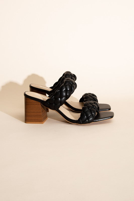 SODA Buggy Braided Strap Mule Heel Sandals