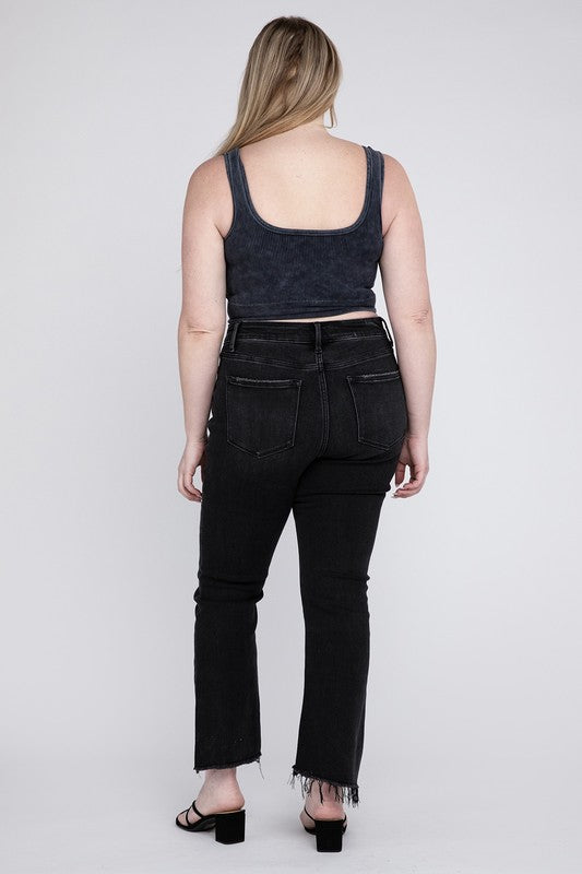 VERVET by Flying Monkey Plus High Rise Crop Flare Jeans, Black