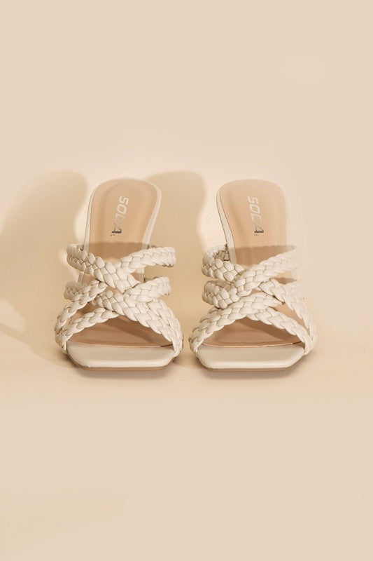 SODA Kellan Double Cross Braided Strappy Heels