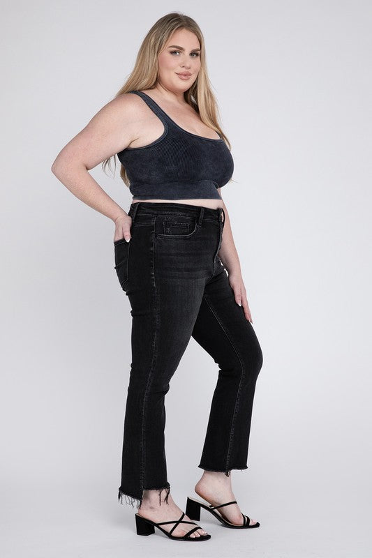 VERVET by Flying Monkey Plus High Rise Crop Flare Jeans, Black