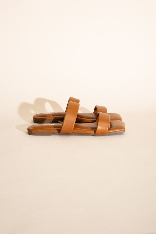 SODA Ramsey Double Strap Flat Slide Sandals