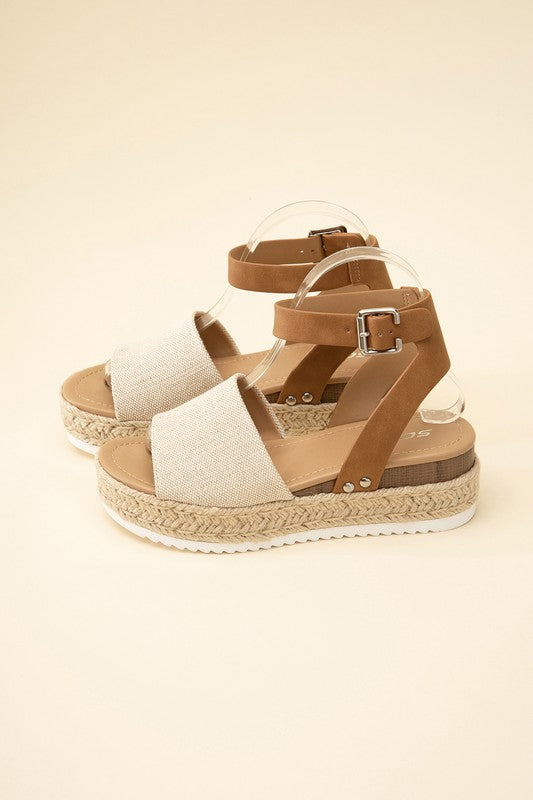 SODA Topic Espadrille Ankle Strap Platform Sandals