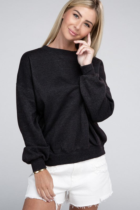 Zenana Acid Wash Fleece Oversized Pullover Sweatshirt