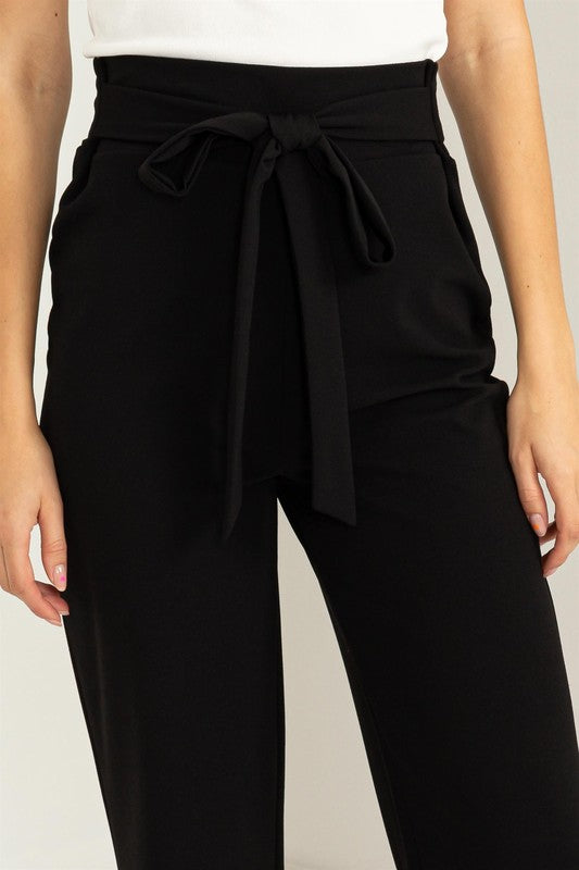 Hyfve High-Waisted Tie-Front Flared Pants