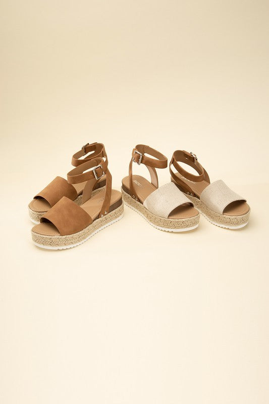 SODA Topic Espadrille Ankle Strap Platform Sandals