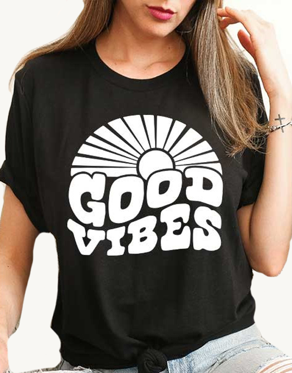 Good Vibes Sunshine Graphic Tee, Black