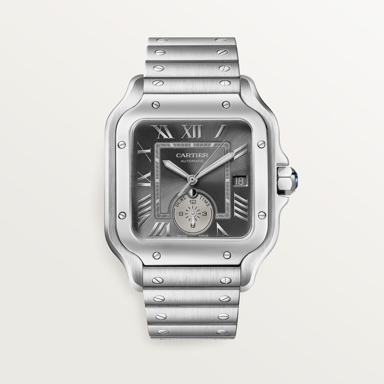 Unworn Santos Dual Time, Stainless Steel, 40.2mm