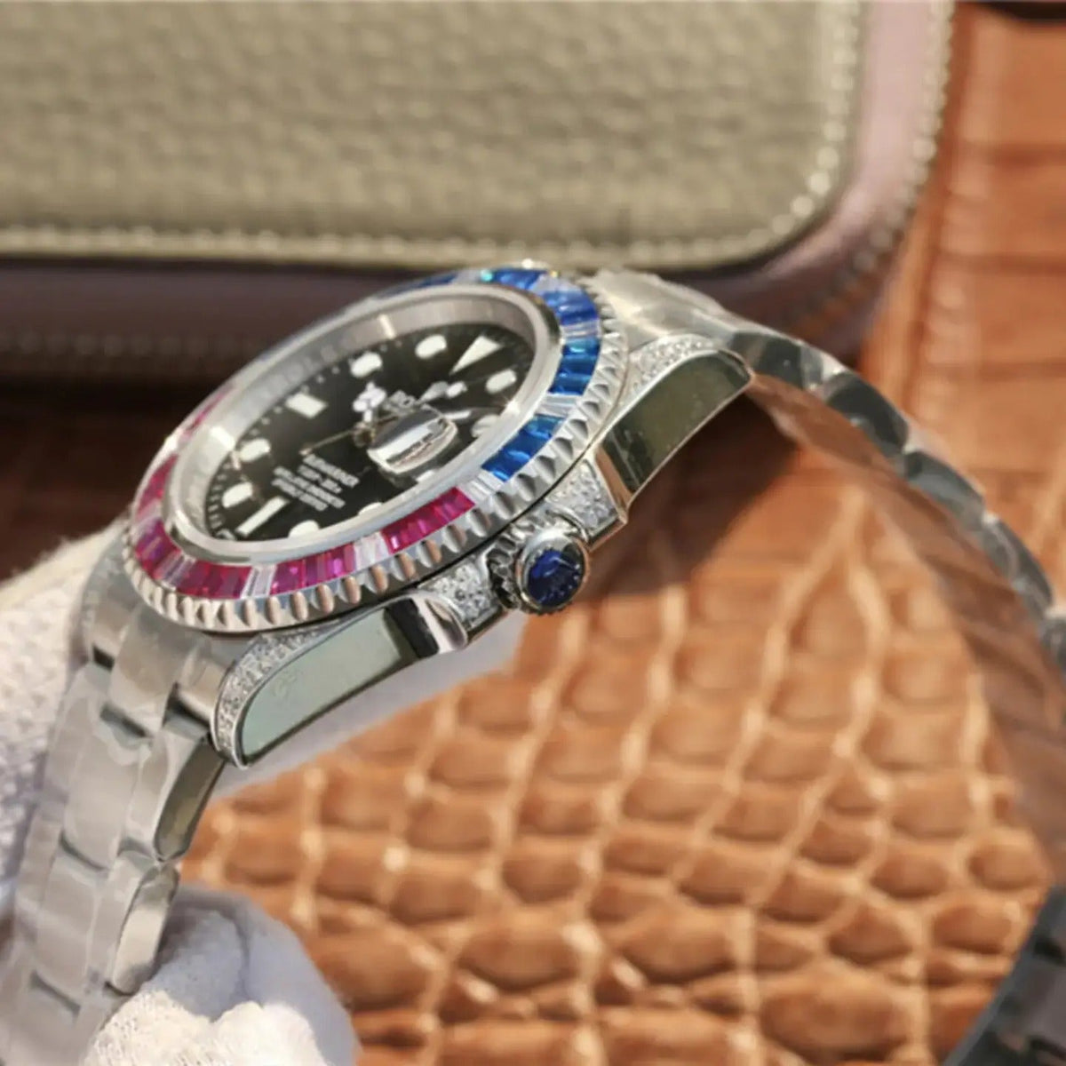 Submariner Silver Blue/Red Diamond, 40mm, photo 9