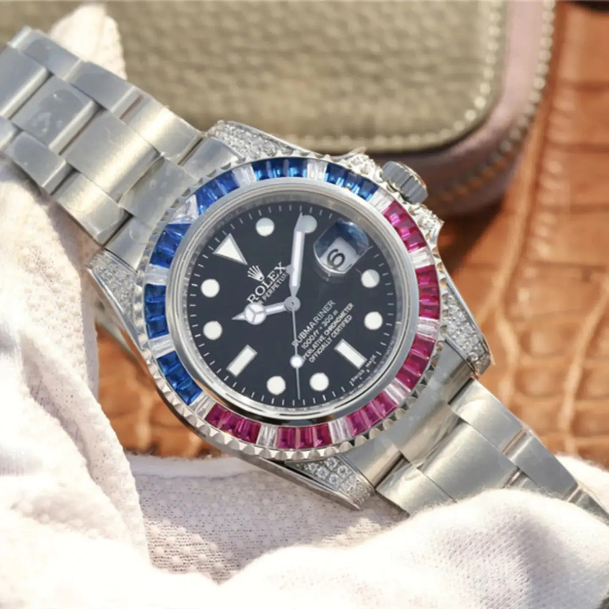 Submariner Silver Blue/Red Diamond, 40mm, photo 4