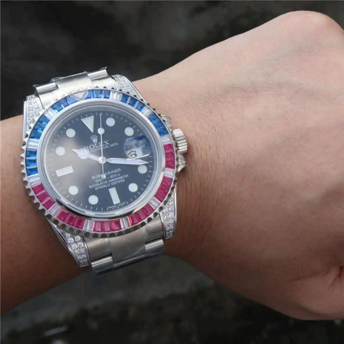 Submariner Silver Blue/Red Diamond, 40mm, photo 3