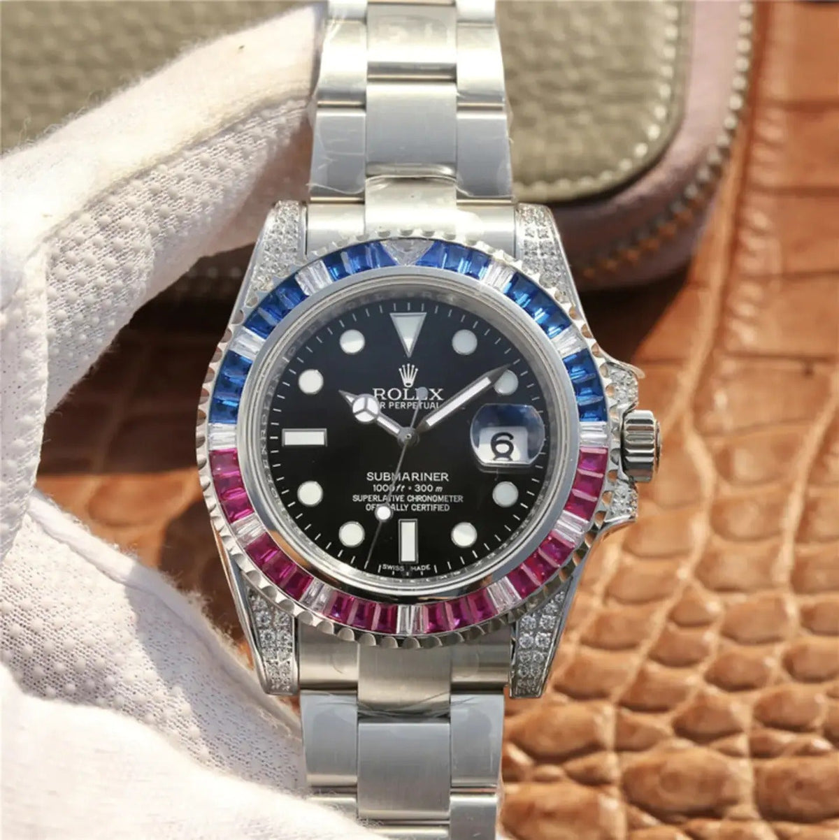 Submariner Silver Blue/Red Diamond, 40mm, photo 2