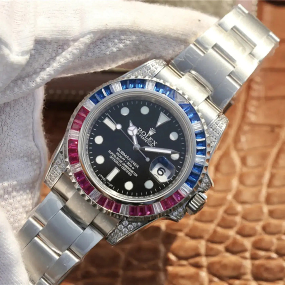 Submariner Silver Blue/Red Diamond, 40mm, photo 10