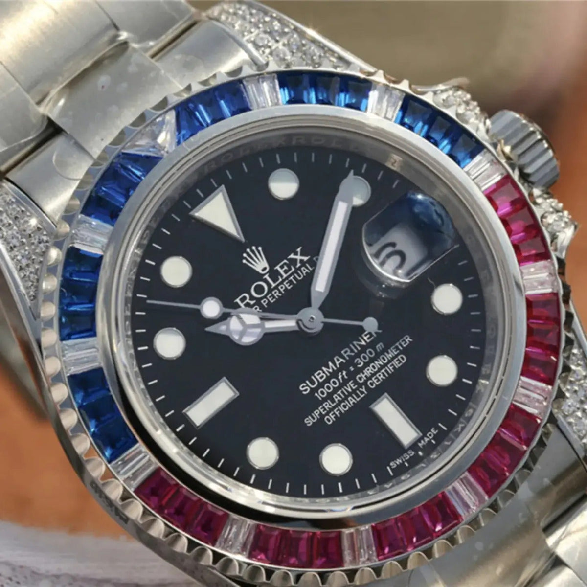 Submariner Silver Blue/Red Diamond, 40mm, photo 5
