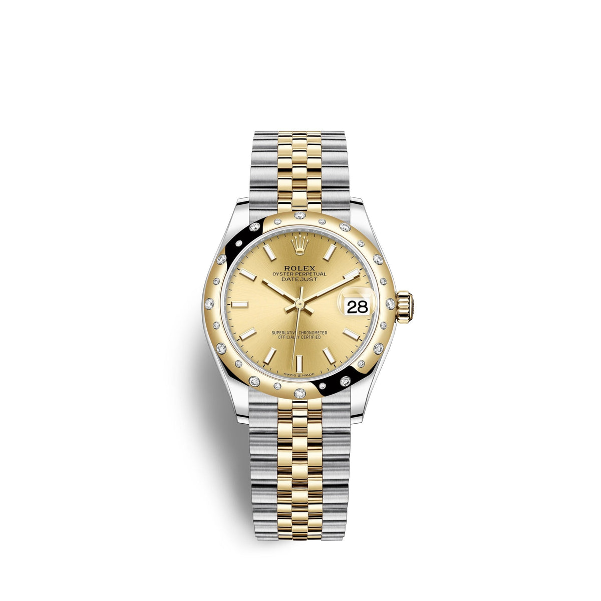 Datejust 31, Oystersteel, 18kt Yellow Gold and diamonds