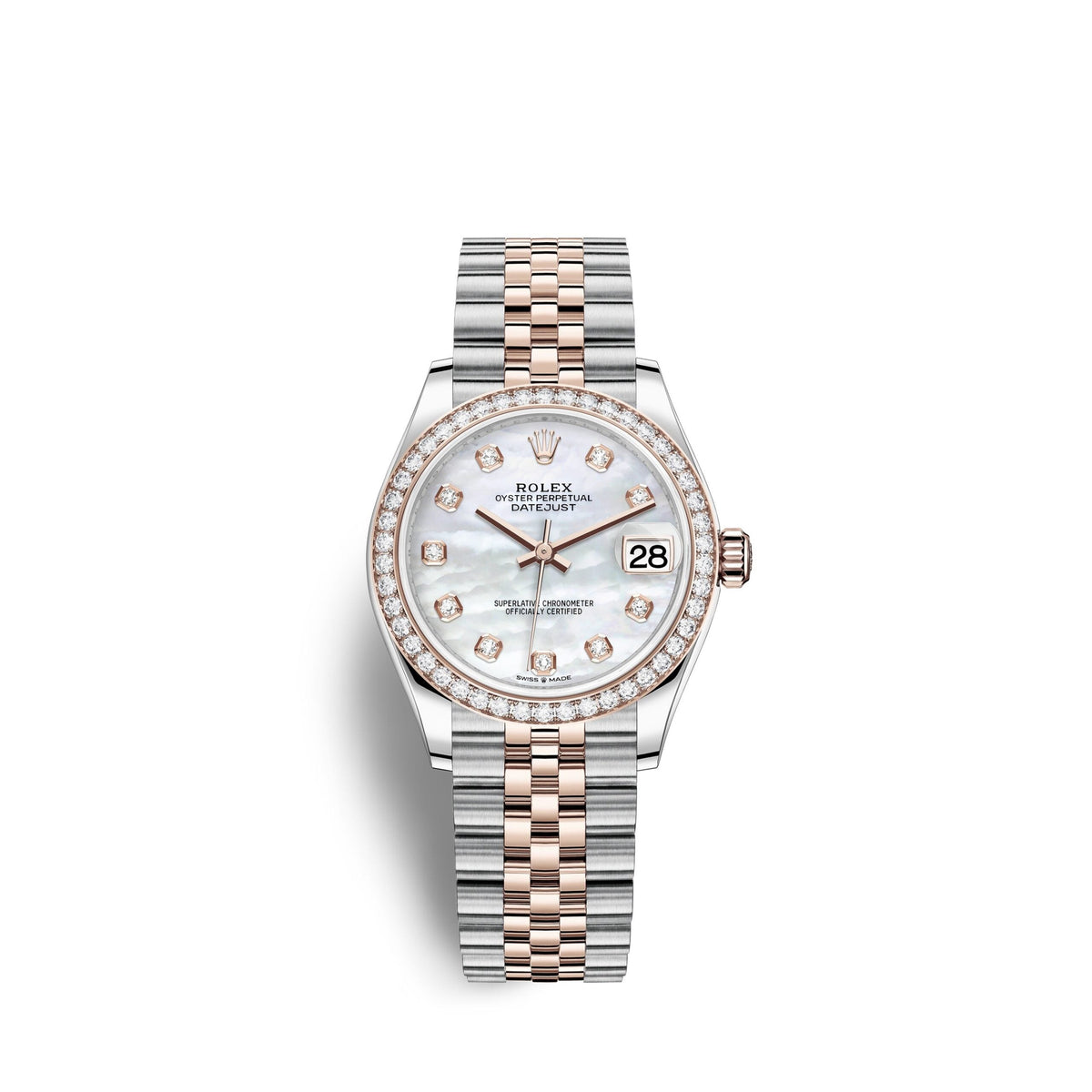 Datejust 31, Oystersteel, 18kt Everose Gold and diamonds