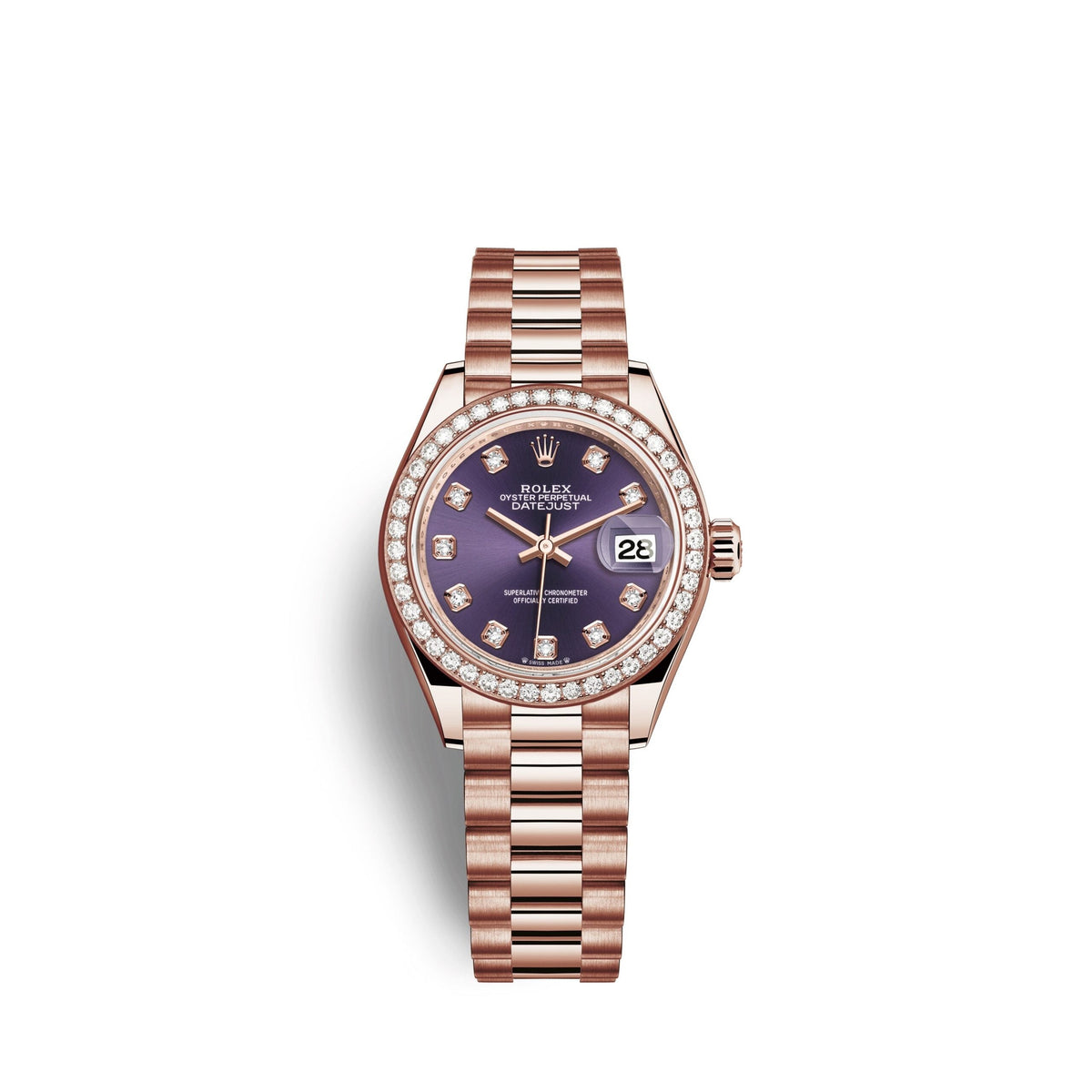 Lady-Datejust 28, 18kt Everose Gold and diamonds