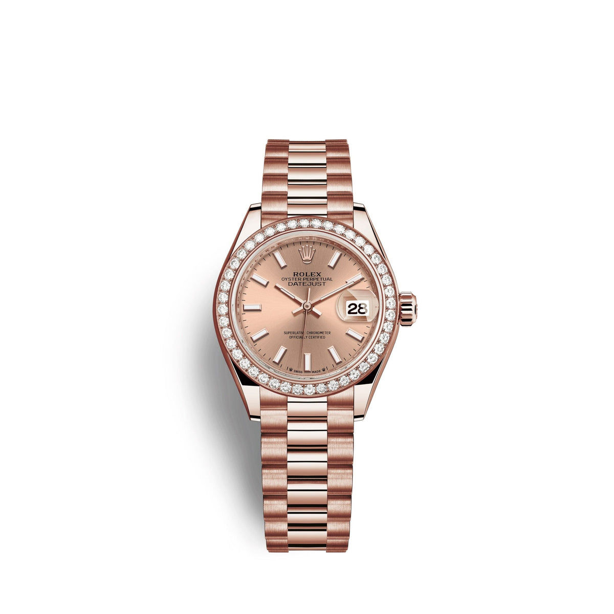Lady-Datejust 28, 18kt Everose Gold and diamonds