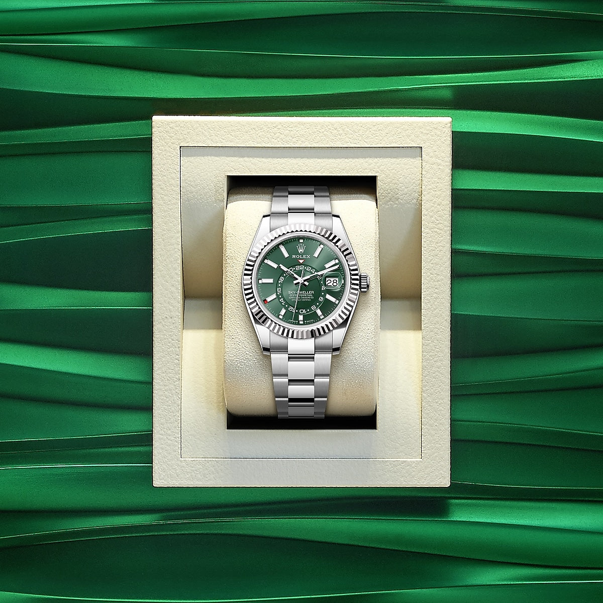 Sky-Dweller, 42mm, Oystersteel and 18k White Gold, Green, Oyster, photo 5