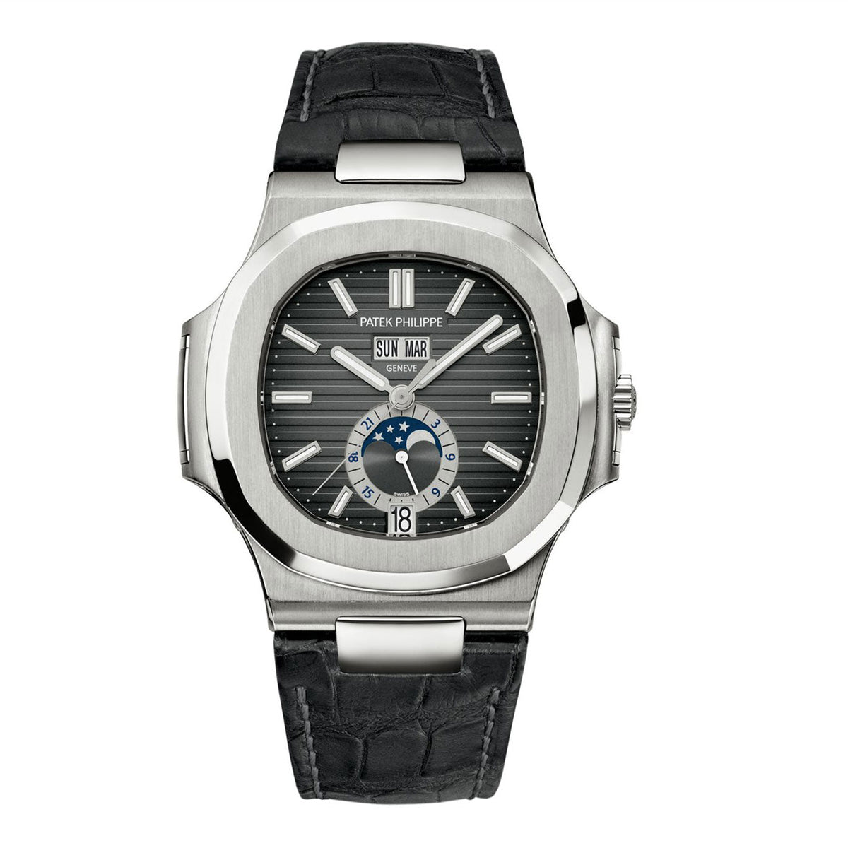 Nautilus Annual Calendar, Moon Phases Watch, Stainless Steel, 40,5 mm