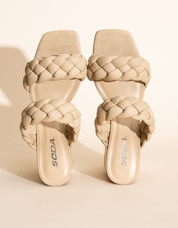 SODA Buggy Braided Strap Mule Heel Sandals