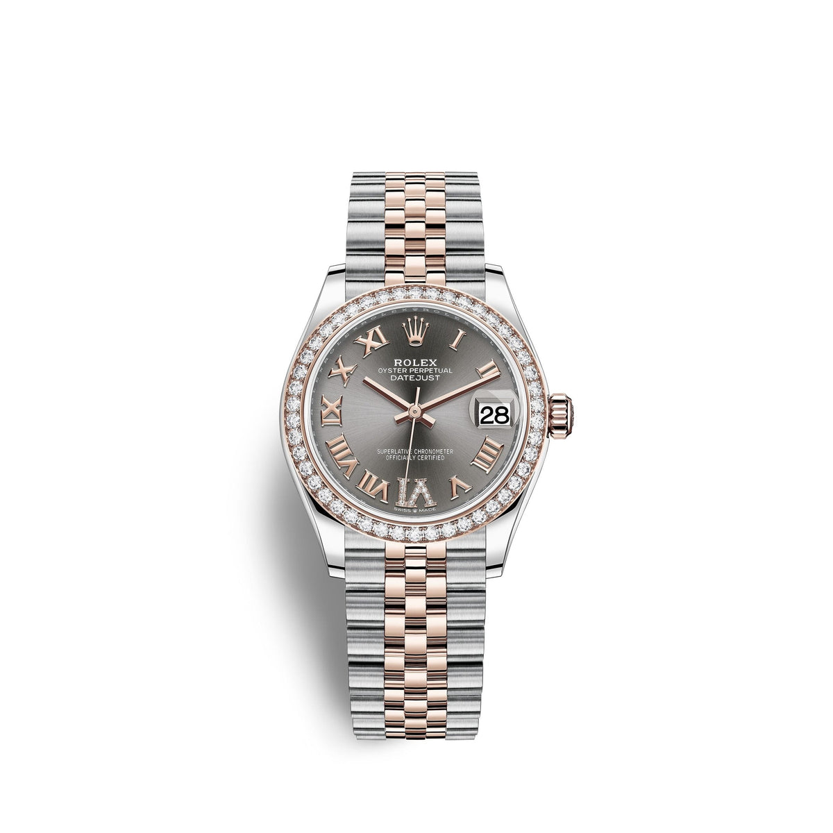 Datejust 31, Oystersteel, 18kt Everose Gold and diamonds