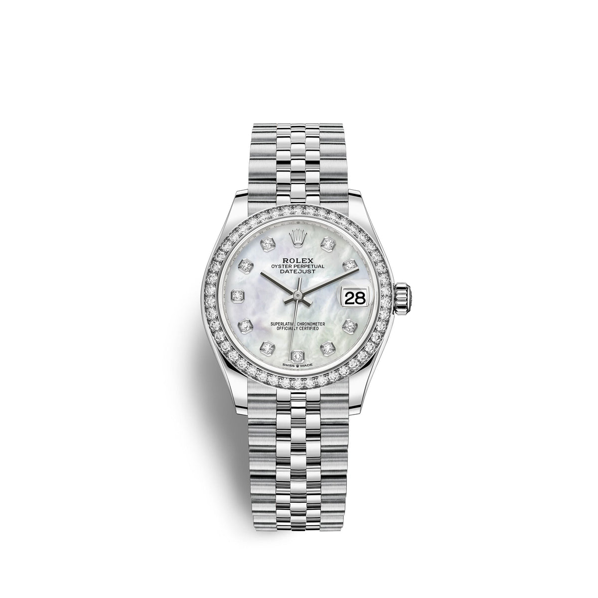 Datejust 31, Oystersteel, 18kt White Gold and diamonds