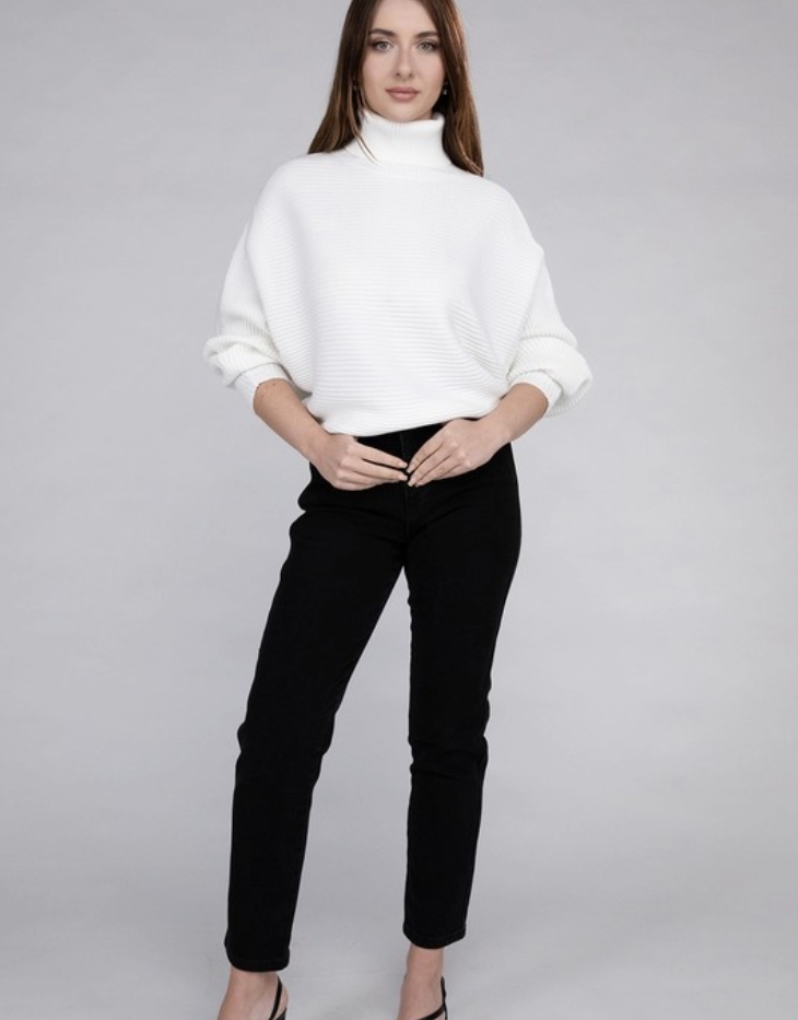 Zenana Viscose Dolman Sleeve Turtleneck Sweater