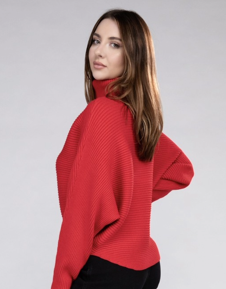 Zenana Viscose Dolman Sleeve Turtleneck Sweater