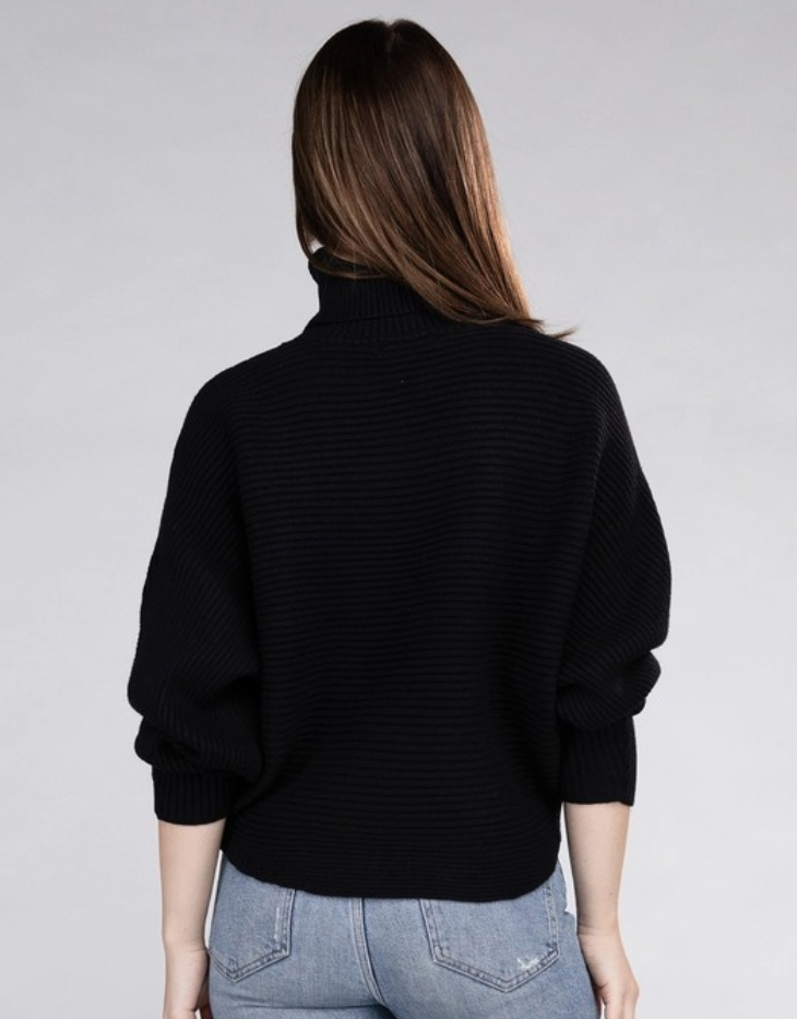 Zenana Viscose Dolman Sleeve Turtleneck Sweater