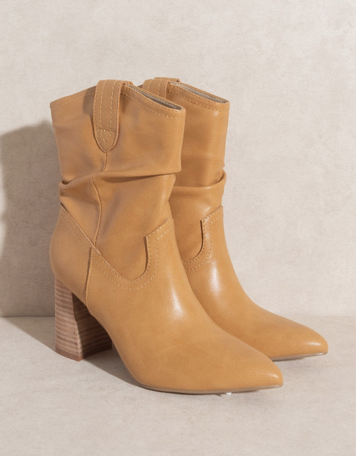 Oasis Society Mavis Western Style Slouch Bootie, Tan