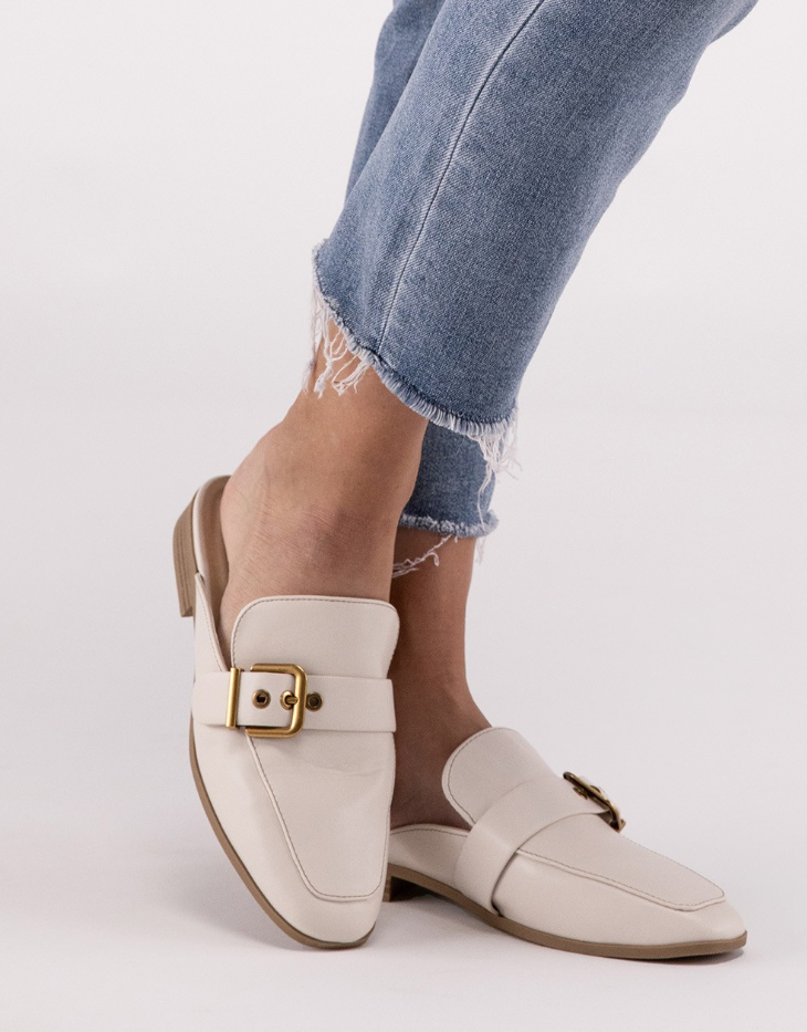 Chantal Mule Loafer Slides with Buckle Detail