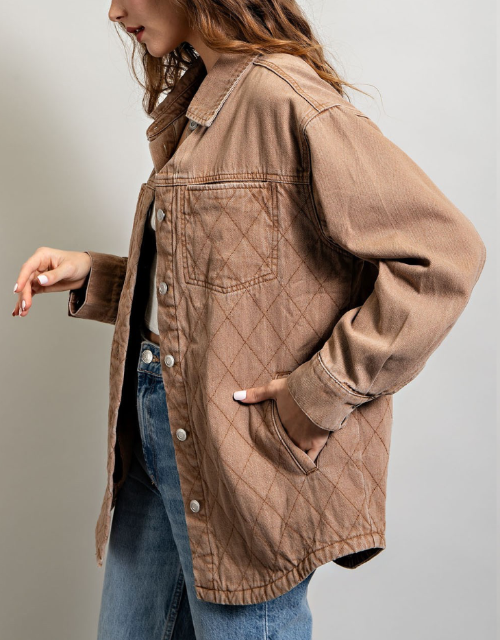 ee:some Quilted Button Down Jacket, Camel