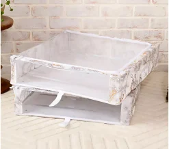 Periea Set of 2 Large Slim Storage Boxes with Gliders - Metallic Marble