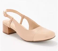 Clarks Collection Leather Slingback Heels -Marilyn Rose - Beige Combi, 11W