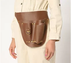 Martha Stewart Wearable Leather Garden Tool Pouch - Brown