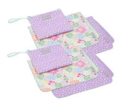 MISSION Set of 4 Cooling Towels With 2 Travel Pouches - Floral/Lavender