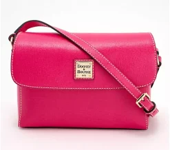 Dooney & Bourke Saffiano Leather Rena Flap Crossbody - Hot Pink